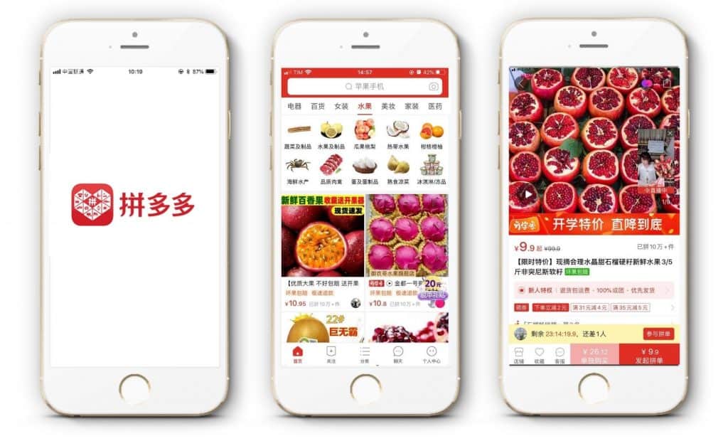 china ecommerce - pinduoduo mobile app - fresh products section